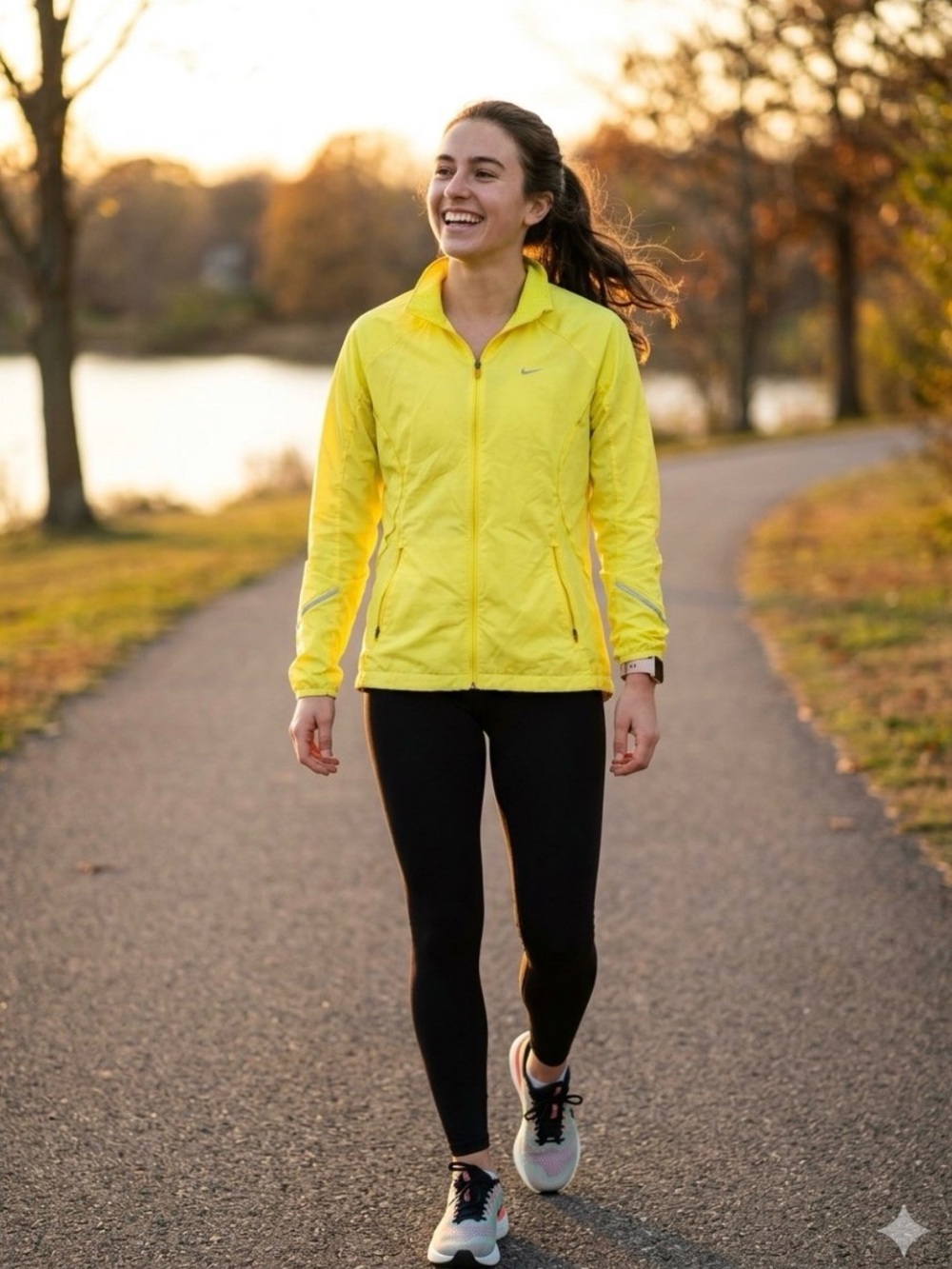 Nike Women's Neon Yellow Full-Zip Utility Jacket